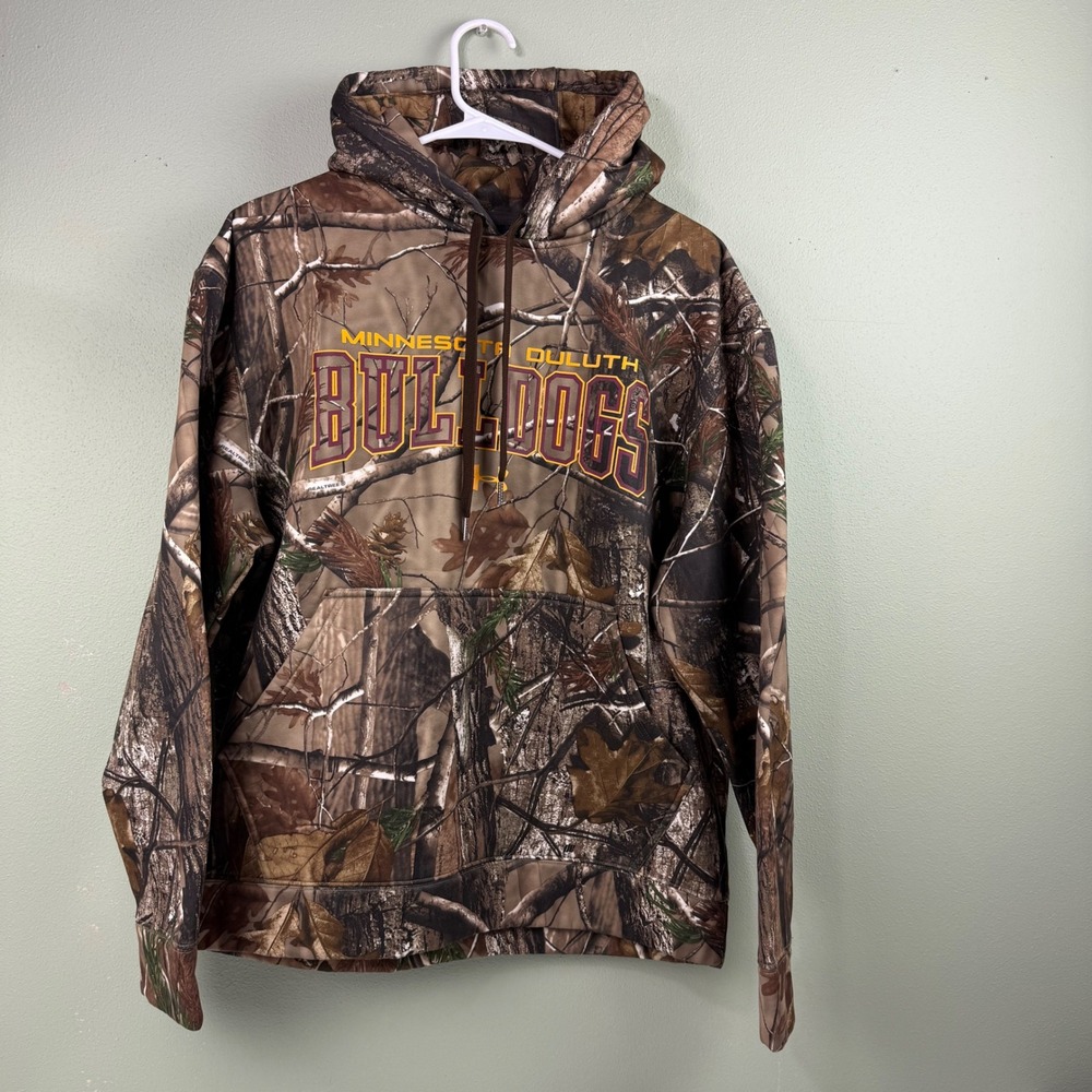 Under Armour Minnesota Duluth Bulldogs Realtree Camo Hoodie Mens Medium MD Loose